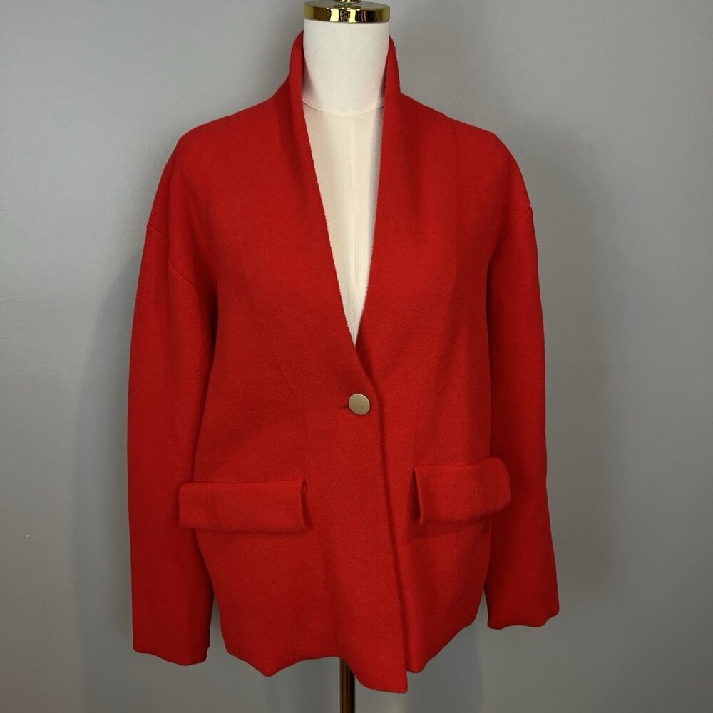 Nvlt Anthropologie Red Blazer Size Medium Single Button Career Statement Piece